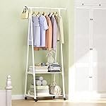 Lukzer A-Shape MGR-010/White Garment Rack | Metal Clothes Hanging Stand with 2 Bottom Shelves, Portable Closet Organizer for Bedroom, Clothing Storage Rack for Living Room,160x55x42cm