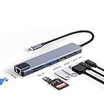 USB C Hub, 8 in 1 USB C Hub Multiport Adapter with 4K HDMI, USB 3.0 Ports, USB C Data Port, SD/TF Card Reader, USB C Dongle for MacBook Pro/Air and Other Type C Devices