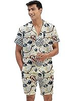 Anarva Mens Camouflage Printed Co-ord Set | Half Sleeve Shirt and Shorts Set | Casual Summer Outfit for Beach, Travel, Vacation –