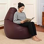 Sattva Classic XXXL Bean Bag with Pocket Filled with Beans | Faux Leather Teardrop Bean Bag for Adults & Teens | Pre-Filled Comfortable Seating for Bedroom, Living Room, Office, Home â Maroon