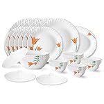 Larah by Borosil Firefly Fluted Series Opalware Dinner Set | 31 Pieces for Family of 6 | Microwave & Dishwasher Safe | Bone-Ash Free | Crockery Set for Dining & Gifting | Plates & Bowls | White