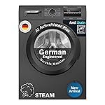 Bosch 8 kg 5 Star Front Load Fully-Automatic Washing Machine, AI ActiveWater,15 Wash Programs, Removes 99.9% Germs with Steam, No Tangle or Wrinkle, Zero Vibration, Black/Grey, WAJ2826CIN