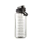 ATTRO Smasher 2 Liter Quotes & Time Marker Sports Bottle With Easy to Carry Handle & Straw BPA Free, Leak Proof for Gym, Office, Workout- Black, Plastic