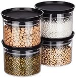 Floraware Plastic Storage Jar and Container Set I Air Tight & BPA Free Containers for Kitchen Storage Set I Grocery Kitchen Container Set I Multipurpose Jar, 500 Ml Each, (Black, Set of 4)