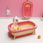 Lifelong Cuppy Foldable Baby Bath Tub for 0â3 Years | Spacious Bathtub for Baby Newborn to Toddler | AntiâSkid NonâSlip, Strong Foldable Legs, Easy Drain & Store (Vibrant Red, LLCBBT21)