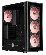 Circle Xtender X2 Mid- Tower Computer Case | Gaming Cabinet – Black| Support ATX, M-ATX, ITX | Pre- Installed 3 x 120mm Front and 1 x 120mm Rear ARGB Mirror Fans