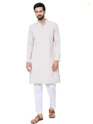 See Designs Men's Full Sleeve Mandarin Collar Men Thistle Purple Ethni