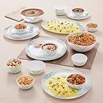 Larah By Borosil Moon Mia Dinner Set – 27 Pcs, Opal Glass Dinner Plates & Bowls Crockery Set for Dinning, White