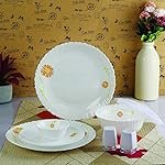 Cello Opalware Dazzle Series Livid Lilac Dinner Set, 23 Units | Light-Weight, Daily Use Crockery Set for Dining | White Plate and Bowl Set