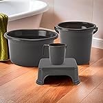 Kuber Industries Set of 4 Bathroom Combo Set | Bathing Set | Bathware Set | Tub-Bucket-Mug & Stool Combo Set for Bathroom | Modern Bathroom Accessories Set | Gray