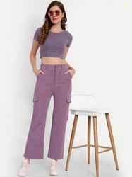 BROADSTAR Women Smart Straight Fit High-Rise Easy Wash Cargo Trousers