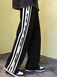 JUMPCUTS Men Baggy Typography Track Pants