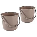 Kuber Industries 2 Pcs Compact Size Plastic 5 Litre Bucket for Kitchen, Cleaning & Water Storage â Small Lightweight and Easy to Carry Utility Bucket Ideal for Mopping – Plain – Brown