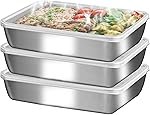 2000ML Stainless Steel Fridge Food Storage Container with Transparent Lid | Airtight Leakproof Tray for Kitchen, Microwave, Freezer, Dishwasher Safe (3)