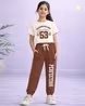 TRAMPOLINE Girls Typographic Print Top with Pants Set