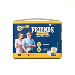 Friends Overnight Adult Diaper L Size Pants | 10 Count (Large) | Waist