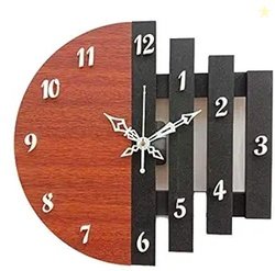 3D Wooden Antique Analog Wall Clock for Home & Office Dcor (Brown & Bl