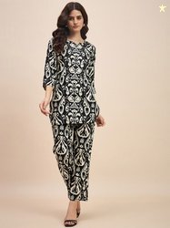 TRUVON FASHIONS Black & White Printed Co-Ords