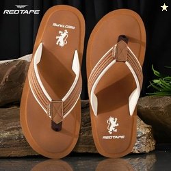 REDTAPE Men Flip Flops (Tan, Off White , 11)