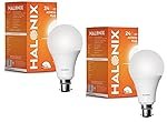 Halonix 24W LED Light Bulb | Cool Day Light (6500K) |Pack of 2|Energy Efficient| 4kv Surge Protection |100 Lumens per watt, B22