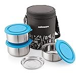 CELLO MF Thermostyle Stainless Steel 3 Container with Jacket| Leakproof Lunch Boxes | Easy to Clean | Ideal for College, Office | 4 Unit, Blue