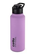 Cello Solido Exe Single Walled Stainless Steel Flask, 800ml, Purple | Leak Proof & BPA Free | Wide Mouth for Easy Sips | Flip Top Lid | Refrigerator Safe | Best for School, Yoga, College & Office