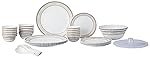 Larah by Borosil Elega Fluted Series Opalware Dinner Set | 40 Pieces for Family of 6 | Microwave & Dishwasher Safe | Bone-Ash Free | Crockery Set for Dining & Gifting | Plates & Bowls | White