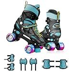 Lifelong Kids Adjustable Skating Shoes with LED Lights â Inline Roller Skating with Adjustable Size, Playful Lighting with Safety Pads, 1 Pair of Skates, Durable Frame â Black, L (24.5-27 cm)