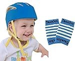 DearJoy Baby Head Protector Helmet with Adjustable Safety Chin Harness â Prevents Bumps & Falls | Baby Safety Helmet (6 to 60 Months) | Combo with Kneepads (Blue)