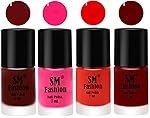 Nail Polish Combo Set (Pack of 4) Quick Dry Gel Finish Nail Paint | Wine Red,Deep Pink,Fire Orange,Dark Red | 7 ml Each