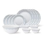 Larah By Borosil – Tiara Series, Pulse, 13 Pcs, Opalware Dinner Set, White