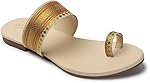 Picktoes Pt-1193 Women’s Cream Synthetic Leather Casual Flat Sandal
