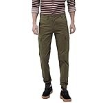 The Indian Garage Co Men Slim Fit Solid Mid-Rise Cuffed Cargos