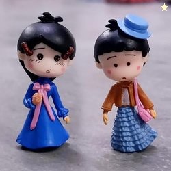 Wonderland Set of 2 Doll Style Miniature Figurine in Blue | Miniature