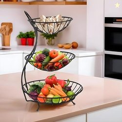 Kuber Industries Metal 3-Layer Basket Organizer for Kitchen - Aalu Pya