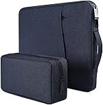 Dynotrek Zipper 15.6 inch Laptop Sleeve Case, with Charger Pouch Shockproof Protective Notebook Cover, Accessory Pocket, Briefcase Carrying Computer Hand Bag, HP, ASUS, Dell, Lenovo, Acer -Denim Blue