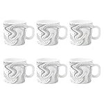 Larah by Borosil Marble Opalware Mug Set – 6 Pieces, White, 180 ml