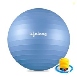 Lifelong 55cm Gym Ball w/Foot Pump | AntiBurst Swiss Ball for Exercise