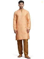 SKAVIJ Men's Brocade Silk Embroidered Kurta Pajama Set Thread Work Fes