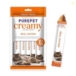 Purepet Creamy Lickable Cat Treats 375g (5 x 75g) | Real Chicken | Sup