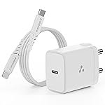 Ambrane 25W GaN Mobile Charger Adapter with Charging Cable | Fast Charging for Samsung Smartphones, iPhone 15/14/13/12/11/X & Pro Series & Other Type-C Devices (Charge 25, White)