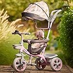 Lifelong Kids Parental Control Tricycle with Canopy,Harness,EVA Wheels, Bell & Storage Basket|Baby Trike|Age Group 1 Years to 4 Years Carrying Capacity Upto 25 kg (Pink/Grey)