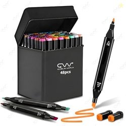 Cable World Dual Tips 48 Colors Markers Set, Art Markers for Adult Col