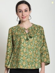 BAESD Women Floral Printed Tie-Up Neck Top