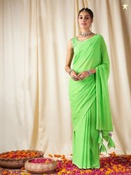 Shae by SASSAFRAS Leheriya Ethnic Motifs Printed Saree