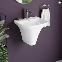 Plantex Wash Basin/Ceramic Wall Hung Half Pedestal Washbasin with 10 Y