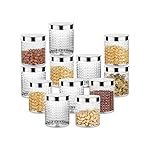 Attro Sky Hector Celebration 12 Pcs Storage Pet Container Gift Set for Kitchen (300 ml x 4, 600 ml x 4, 1250 ml x 4), Silver (Regular – 12 Pieces)