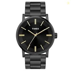 TIMEX Analog Watch for Man with Black Round Dial & Black Stainless Ste