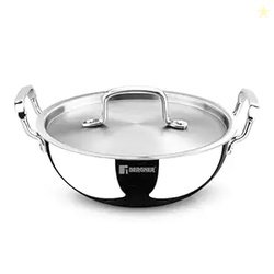 BERGNER TriPro Tri-Ply Stainless Steel 24cm (3 L) Deep Kadai/Kadhai wi