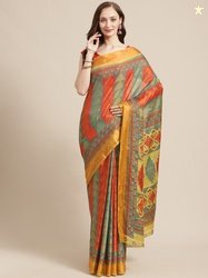Saree mall Red & Green Printed Saree